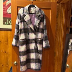 Avec Les Filles Checkered Double-Breasted Coat